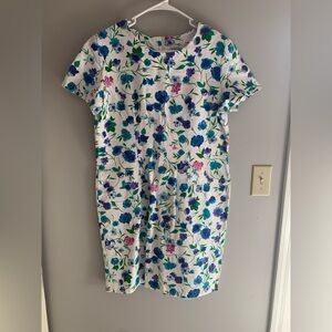 Womens Bedford Fair White Floral Vintage Short Sleeve MIDI Back Zip Dress 16